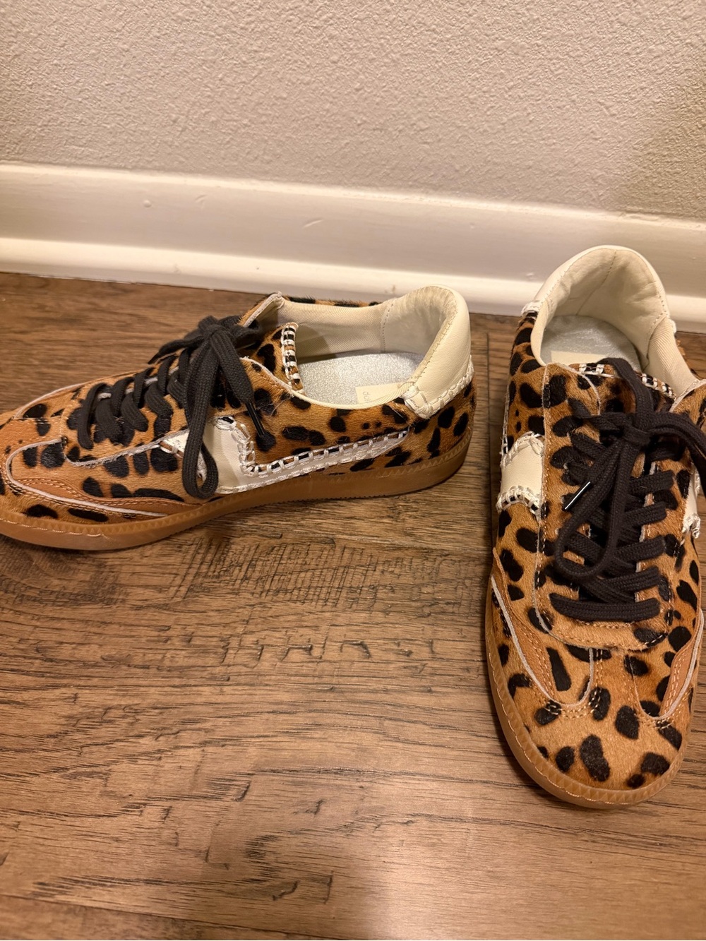Dolce Vita Leopard Print Lace-Up Sneakers - Brown/Black